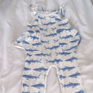 Blue Shark Print Baby Romper